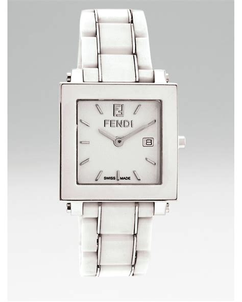 fendi white square watch|20 x 22 mm .